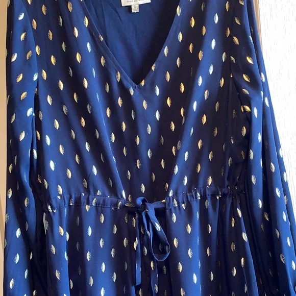 Skies Are Blue Navy Dress with Gold Accents - Picture 4 of 6
